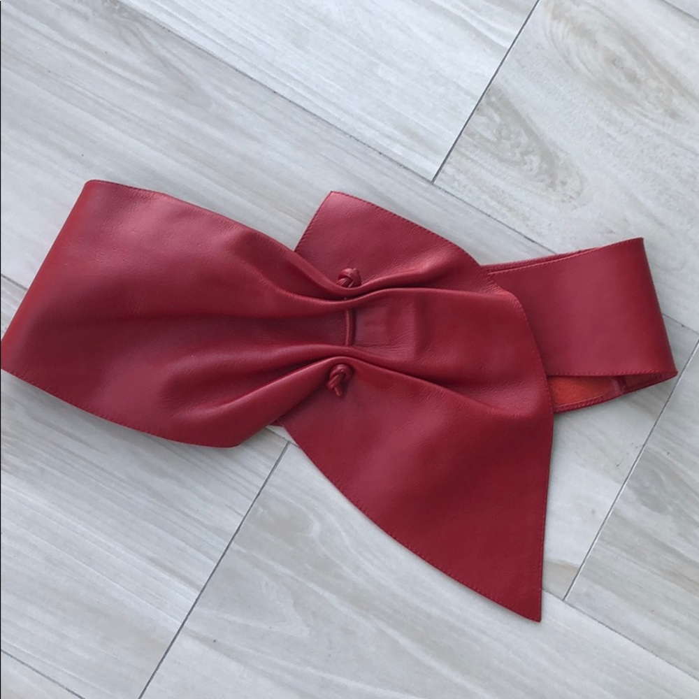 Red leather waist belt